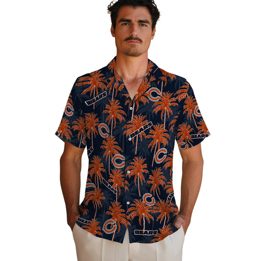 Chicago Bears Hawaiian Shirt - Palm Tree Motif | Moonbestprint