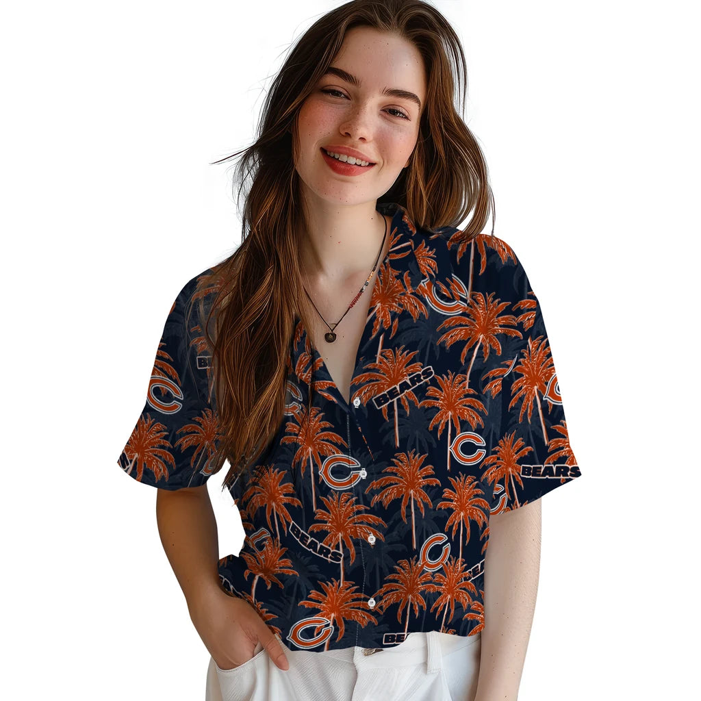 Chicago Bears Hawaiian Shirt - Palm Tree Motif | Moonbestprint