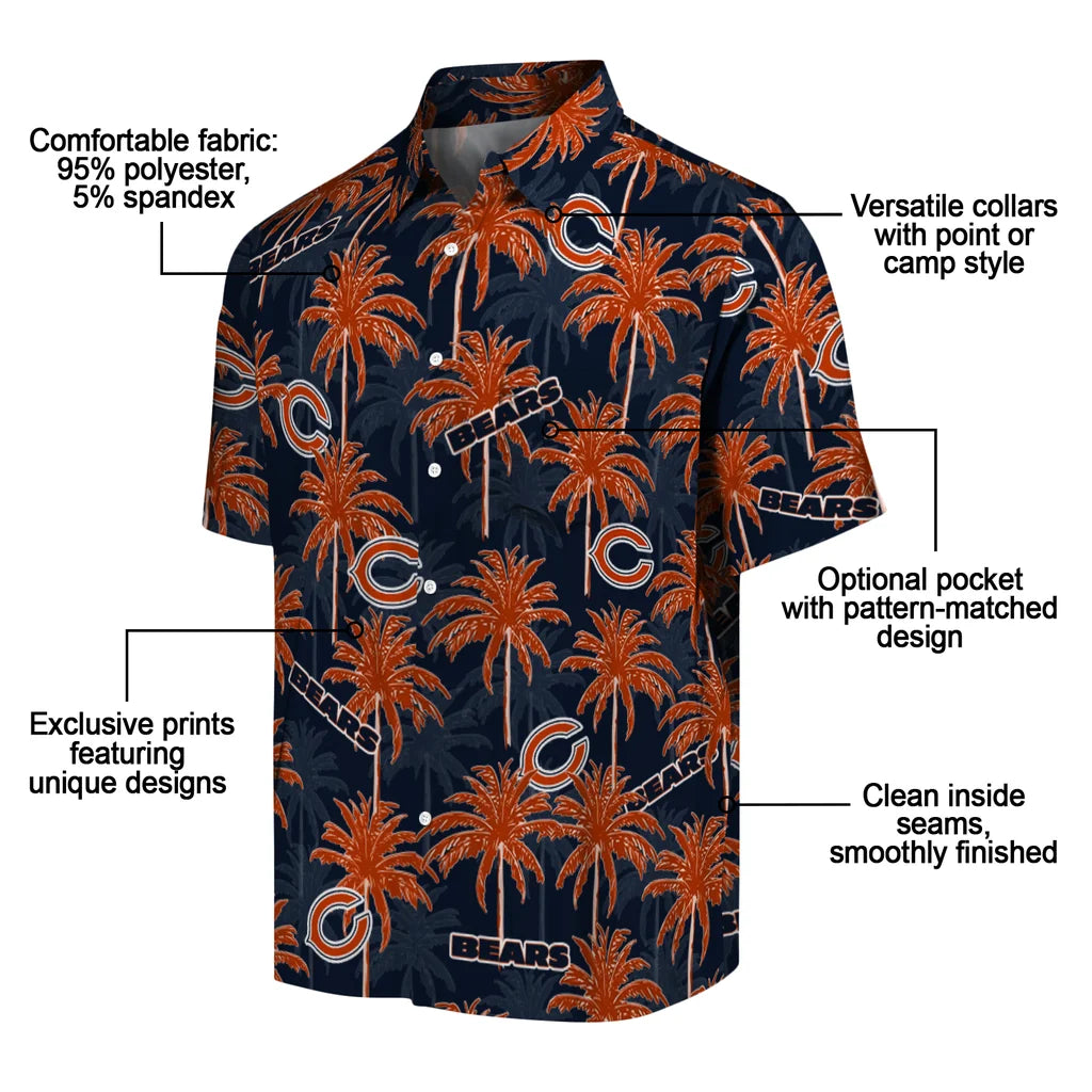 Chicago Bears Hawaiian Shirt - Palm Tree Motif | Moonbestprint