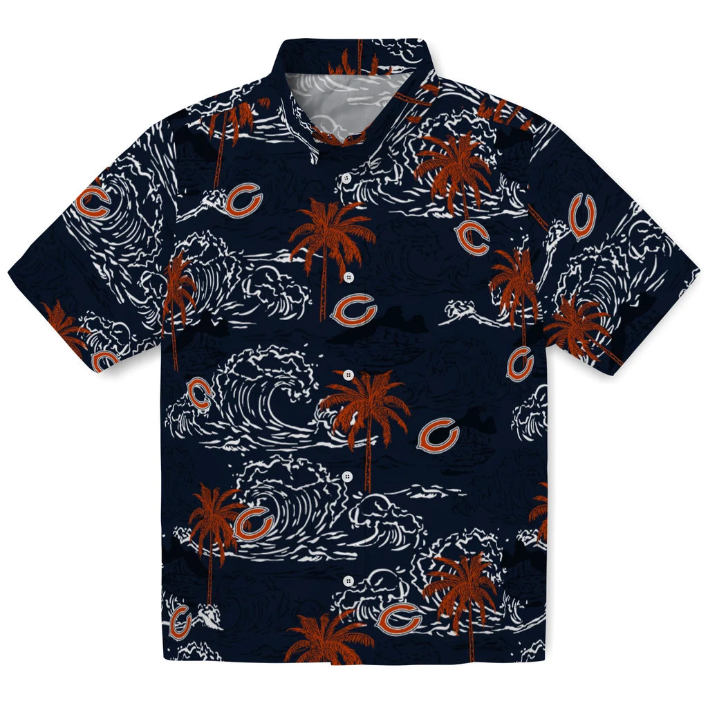 Chicago Bears Hawaiian Shirt - Wave Palm | Moonbestprint