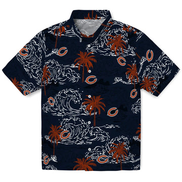 Chicago Bears Hawaiian Shirt - Wave Palm | Moonbestprint