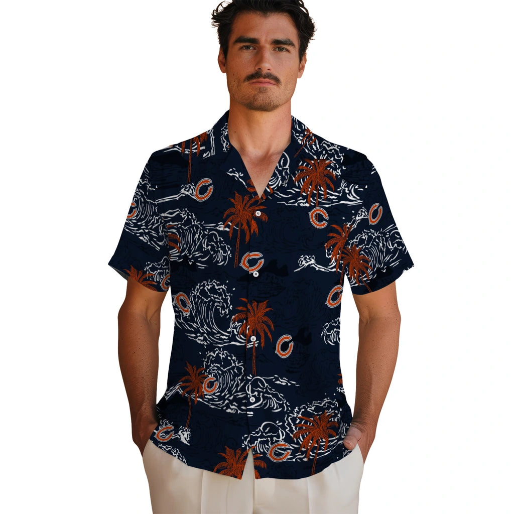 Chicago Bears Hawaiian Shirt - Wave Palm | Moonbestprint