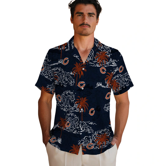 Chicago Bears Hawaiian Shirt - Wave Palm | Moonbestprint