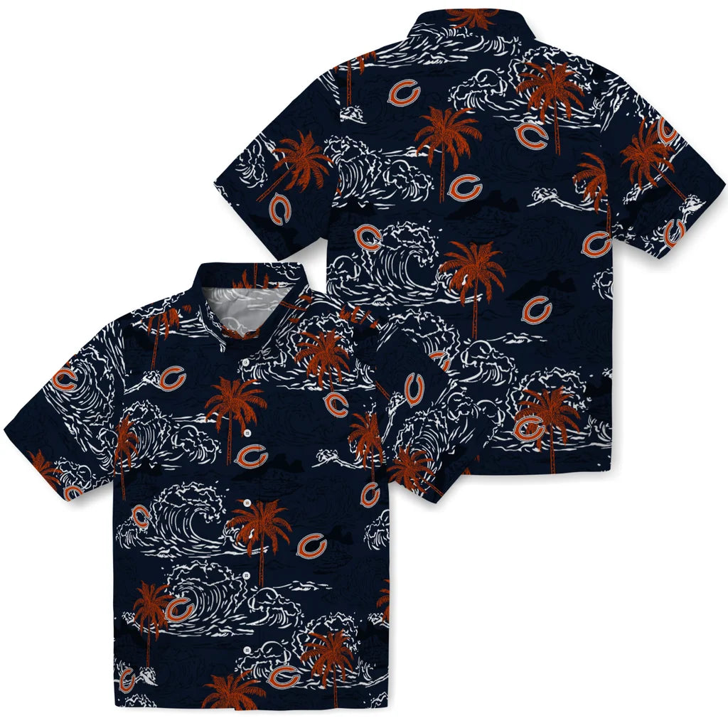 Chicago Bears Hawaiian Shirt - Wave Palm | Moonbestprint