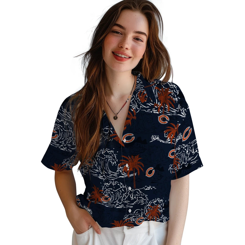 Chicago Bears Hawaiian Shirt - Wave Palm | Moonbestprint