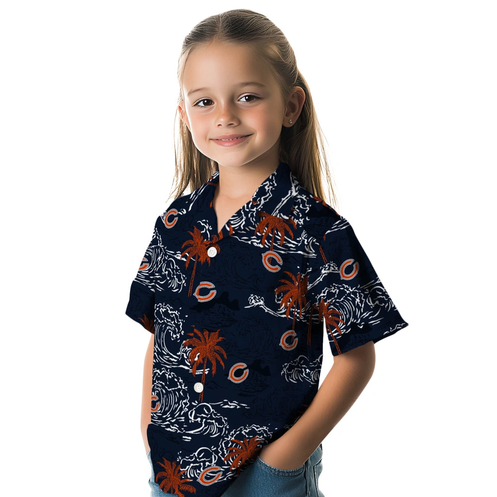 Chicago Bears Hawaiian Shirt - Wave Palm | Moonbestprint