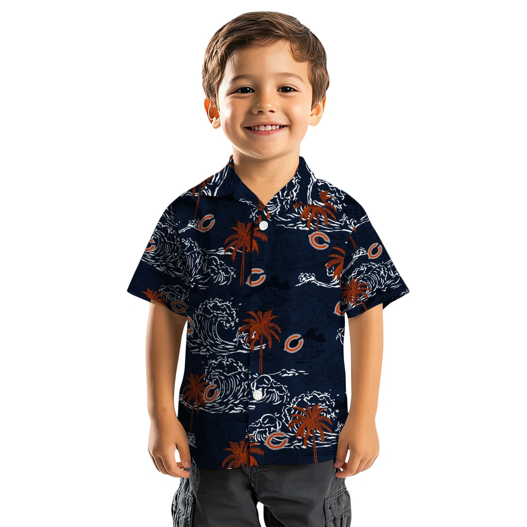 Chicago Bears Hawaiian Shirt - Wave Palm | Moonbestprint