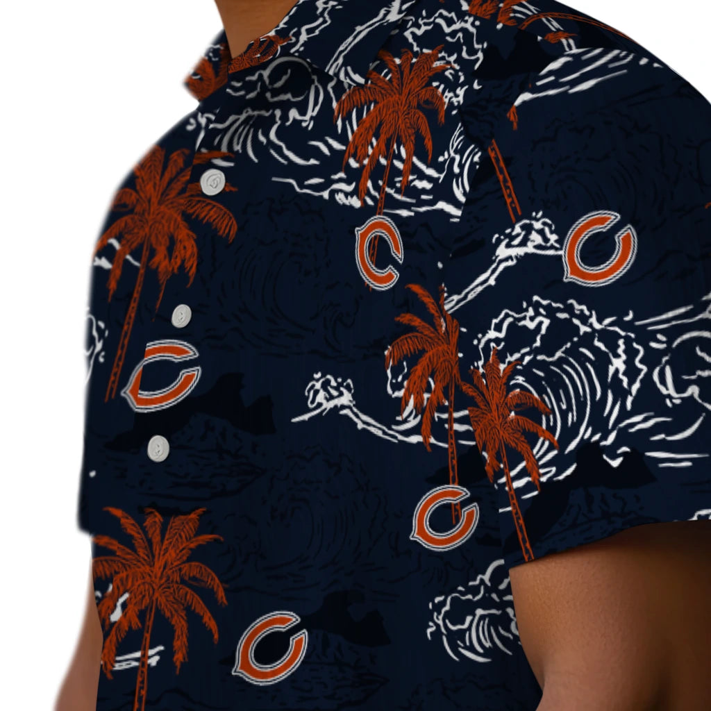 Chicago Bears Hawaiian Shirt - Wave Palm | Moonbestprint