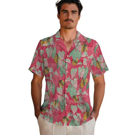Chicago Blackhawks Hawaiian Shirt - Anthurium Overlay | Moonbestprint