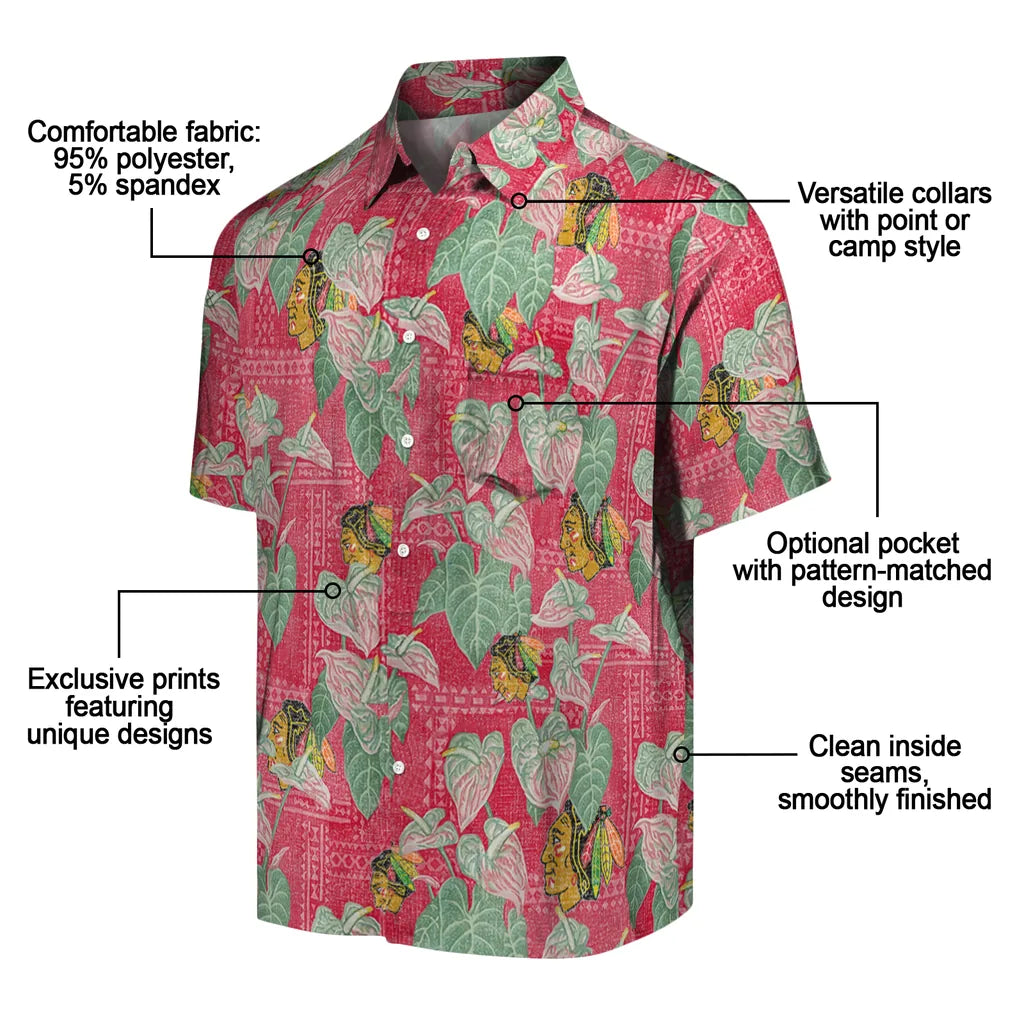 Chicago Blackhawks Hawaiian Shirt - Anthurium Overlay – Moonbestprint