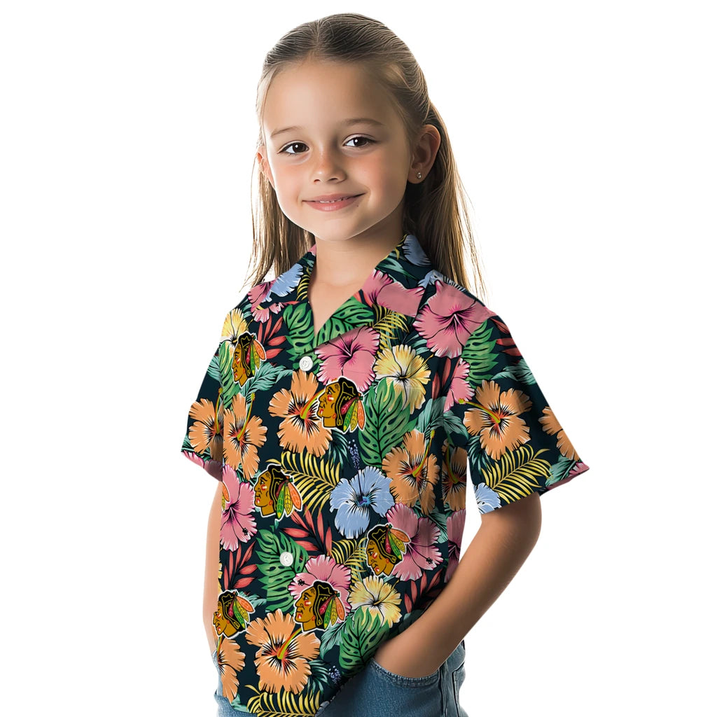 Chicago Blackhawks Hawaiian Shirt - Brilliant Hibiscus Garden – Moonbestprint