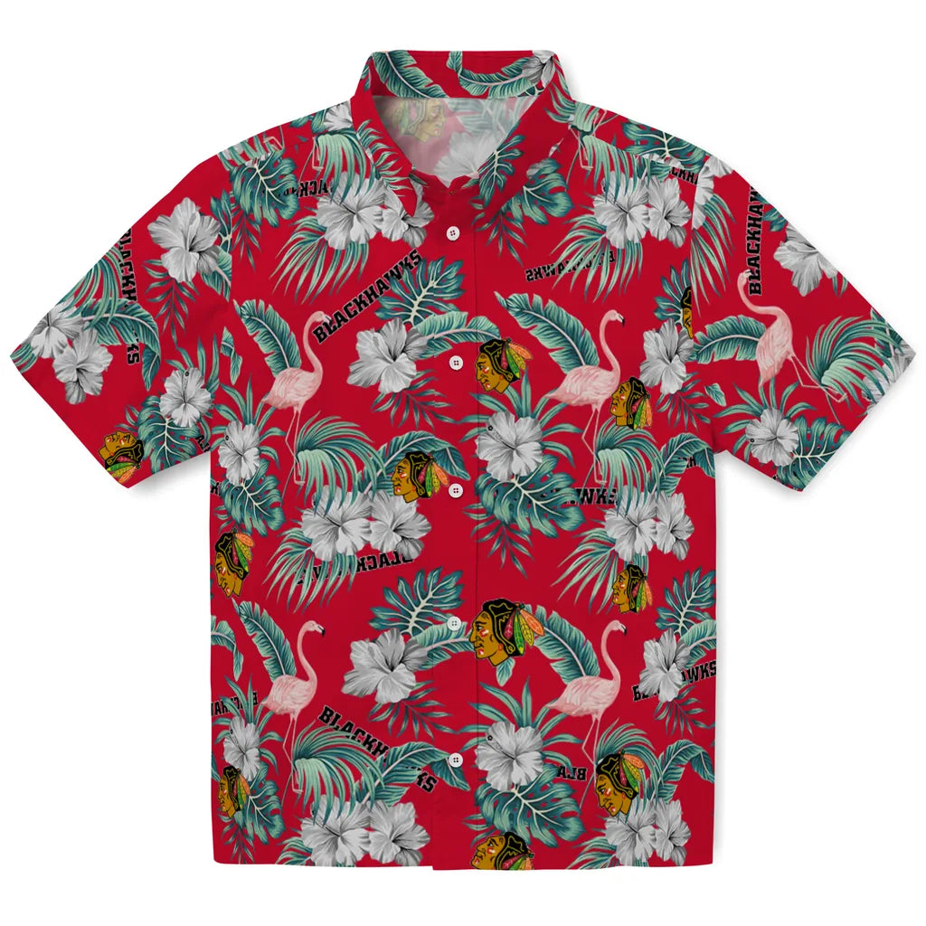 Chicago Blackhawks Hawaiian Shirt - Flamingo and Hibiscus – Moonbestprint