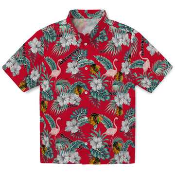 Chicago Blackhawks Hawaiian Shirt - Flamingo and Hibiscus – Moonbestprint