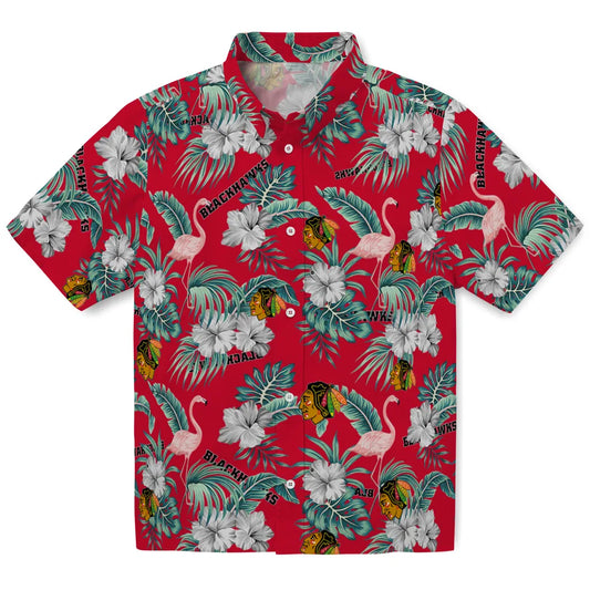 Chicago Blackhawks Hawaiian Shirt - Flamingo and Hibiscus – Moonbestprint