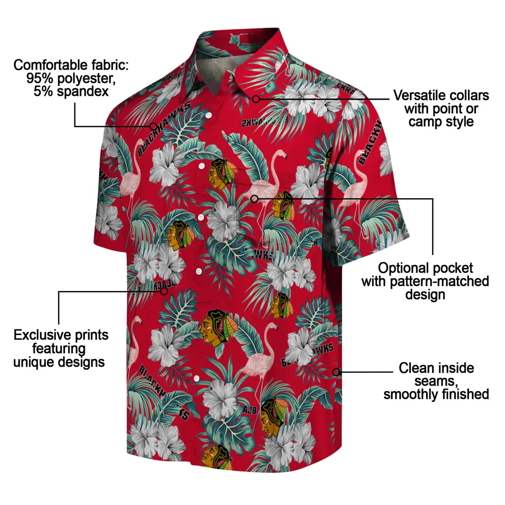 Chicago Blackhawks Hawaiian Shirt - Flamingo and Hibiscus – Moonbestprint