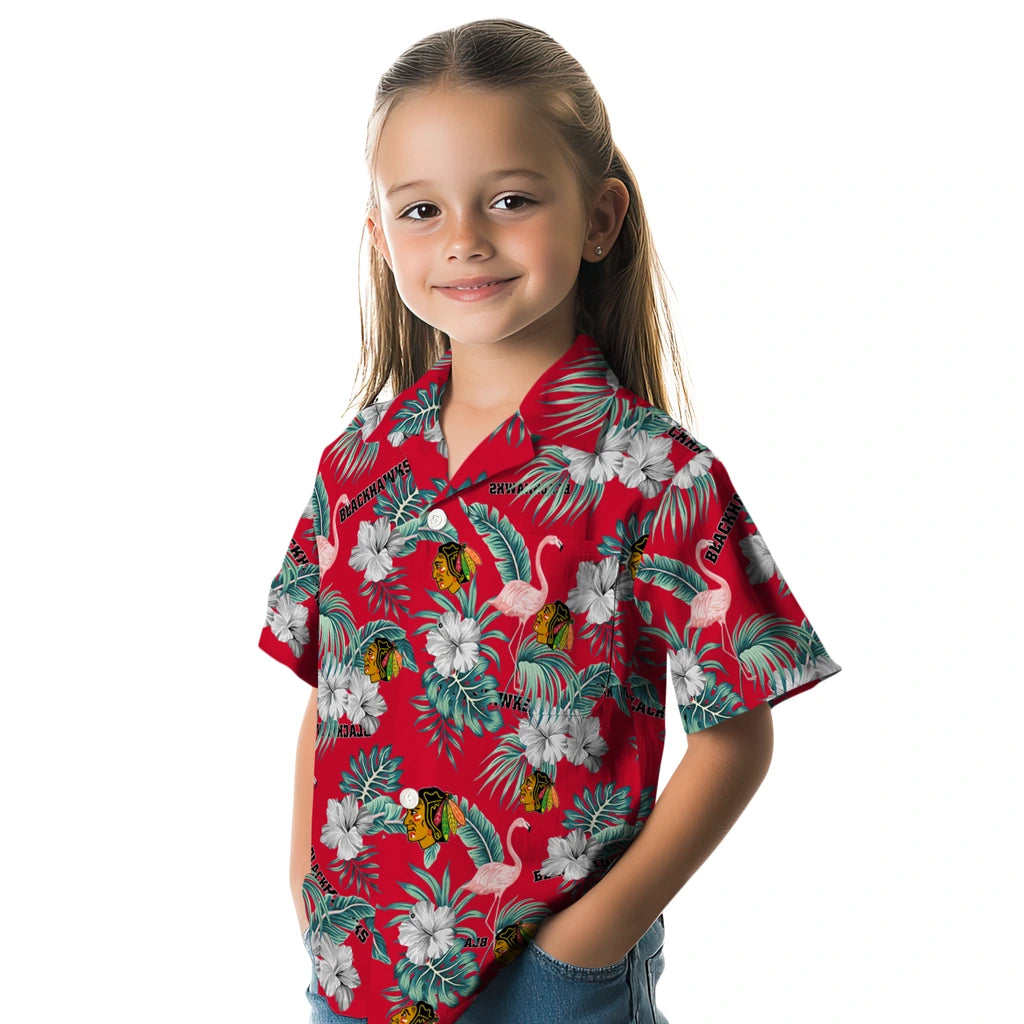 Chicago Blackhawks Hawaiian Shirt - Flamingo and Hibiscus – Moonbestprint