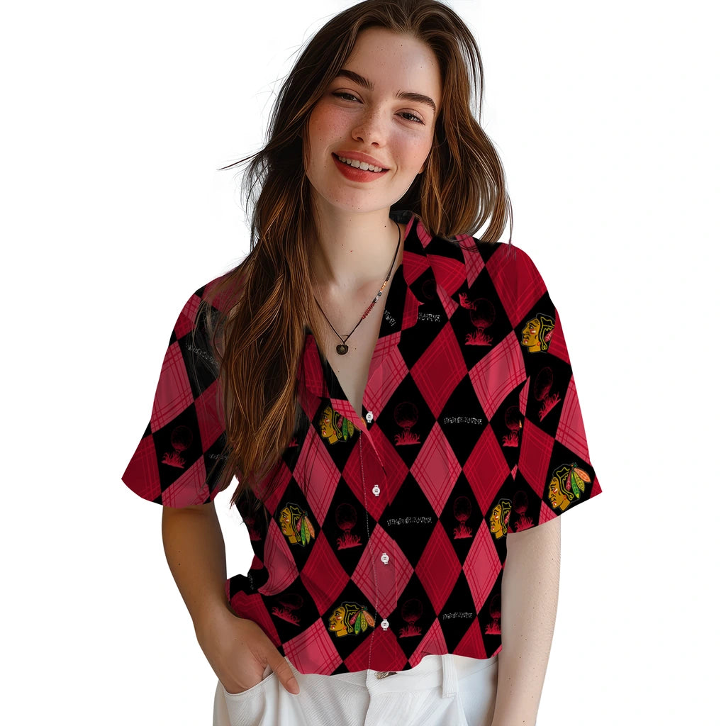 Chicago Blackhawks Hawaiian Shirt - Golfing Plaid – Moonbestprint