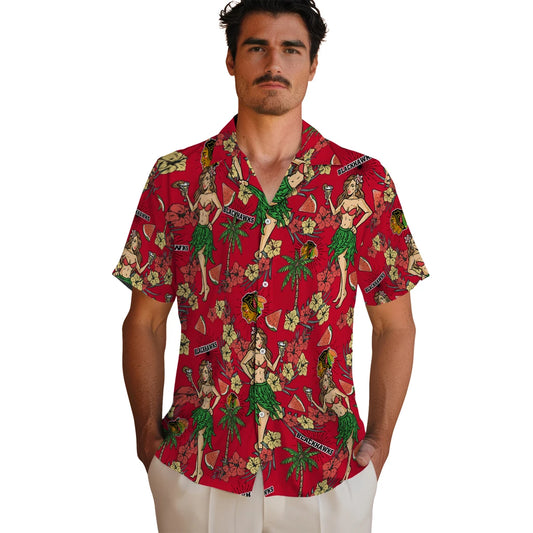 Chicago Blackhawks Hawaiian Shirt - Hawaiian Girls Design | Moonbestprint
