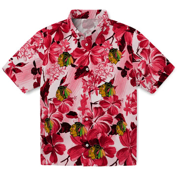 Chicago Blackhawks Hawaiian Shirt - Hibiscus Arrangement | Moonbestprint