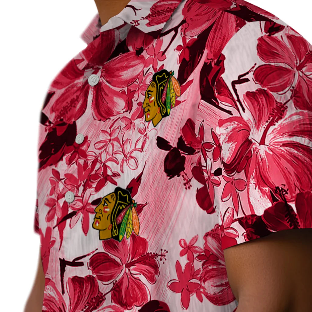 Chicago Blackhawks Hawaiian Shirt - Hibiscus Arrangement | Moonbestprint
