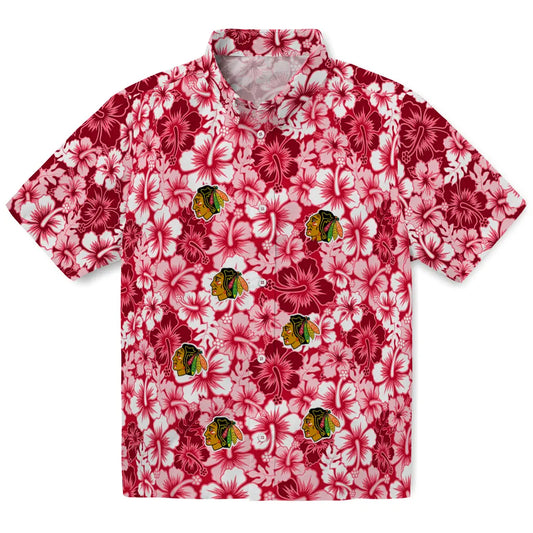 Chicago Blackhawks Hawaiian Shirt - Hibiscus Blooms - Moonbestprint