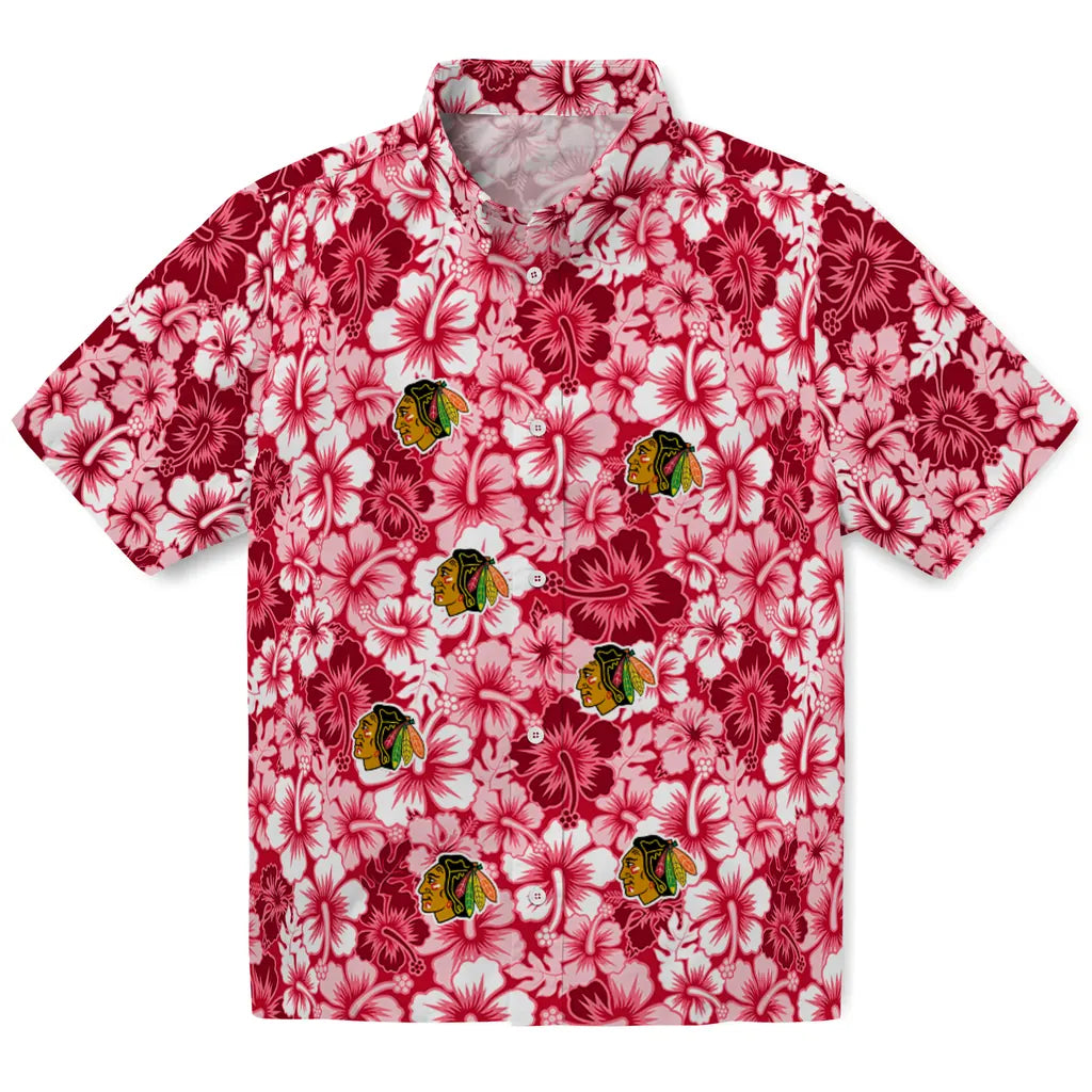 Chicago Blackhawks Hawaiian Shirt - Hibiscus Blooms – Moonbestprint
