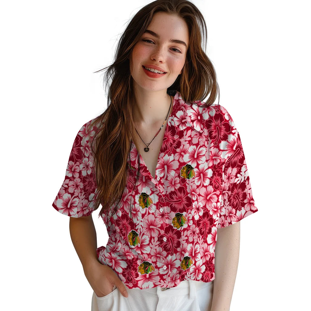 Chicago Blackhawks Hawaiian Shirt - Hibiscus Blooms – Moonbestprint