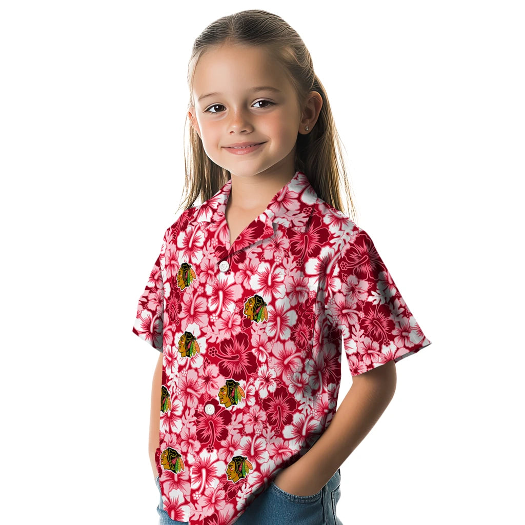 Chicago Blackhawks Hawaiian Shirt - Hibiscus Blooms – Moonbestprint