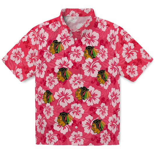 Chicago Blackhawks Hawaiian Shirt - Hibiscus Cluster - Moonbestprint