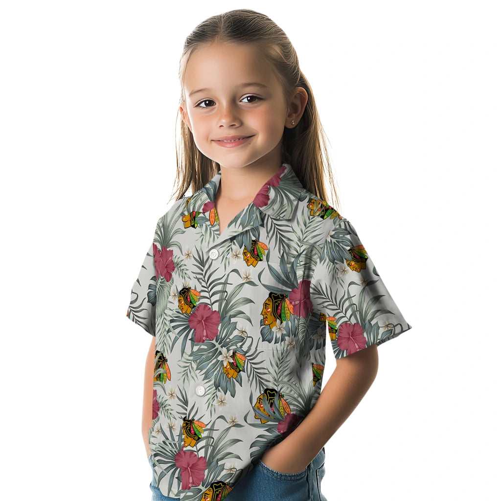 Chicago Blackhawks Hawaiian Shirt - Hibiscus Designs – Moonbestprint