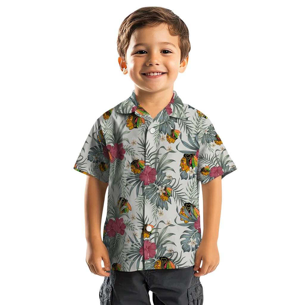 Chicago Blackhawks Hawaiian Shirt - Hibiscus Designs – Moonbestprint