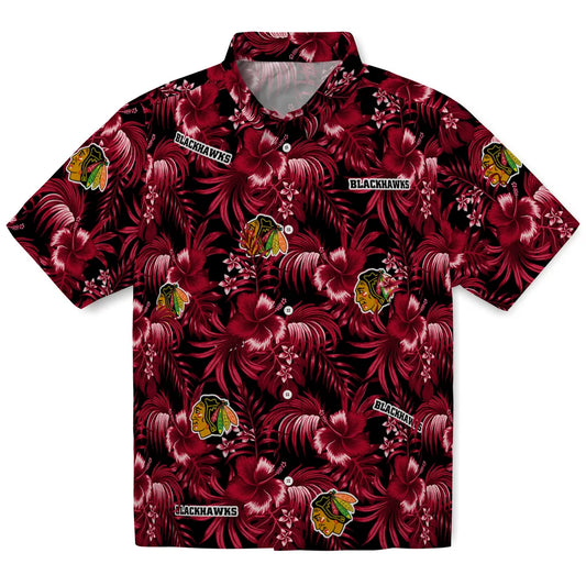 Chicago Blackhawks Hawaiian Shirt - Hibiscus Exotic | Moonbestprint