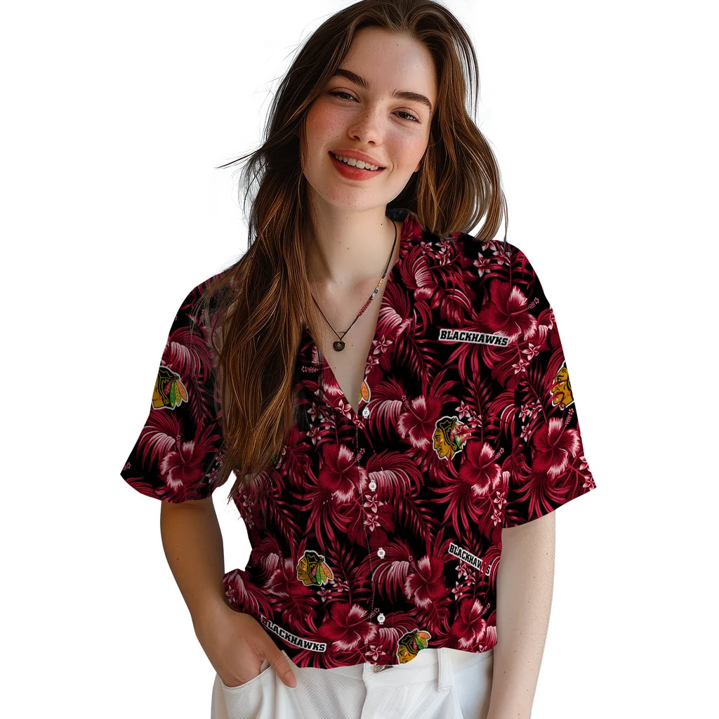 Chicago Blackhawks Hawaiian Shirt - Hibiscus Exotica – Moonbestprint