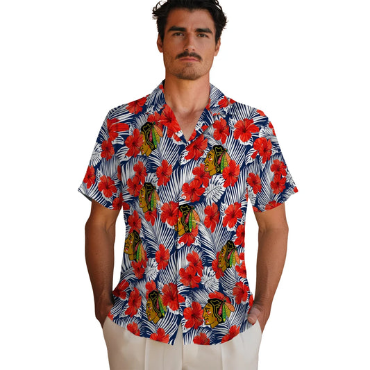 Chicago Blackhawks Hawaiian Shirt - Hibiscus Fiesta | Moonbestprint