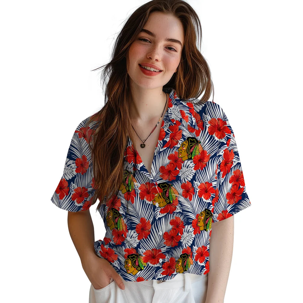 Chicago Blackhawks Hawaiian Shirt - Hibiscus Fiesta – Moonbestprint
