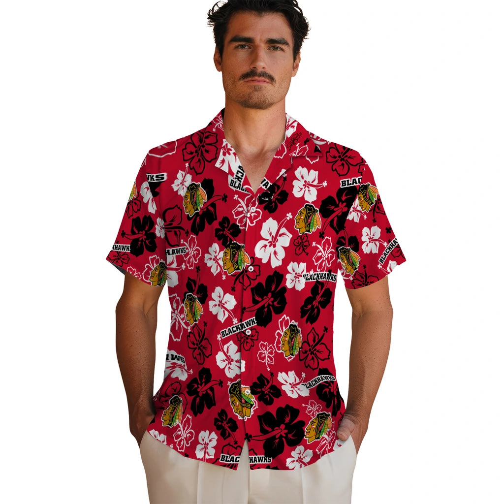 Chicago Blackhawks Hawaiian Shirt - Hibiscus Flower Design – Moonbestprint
