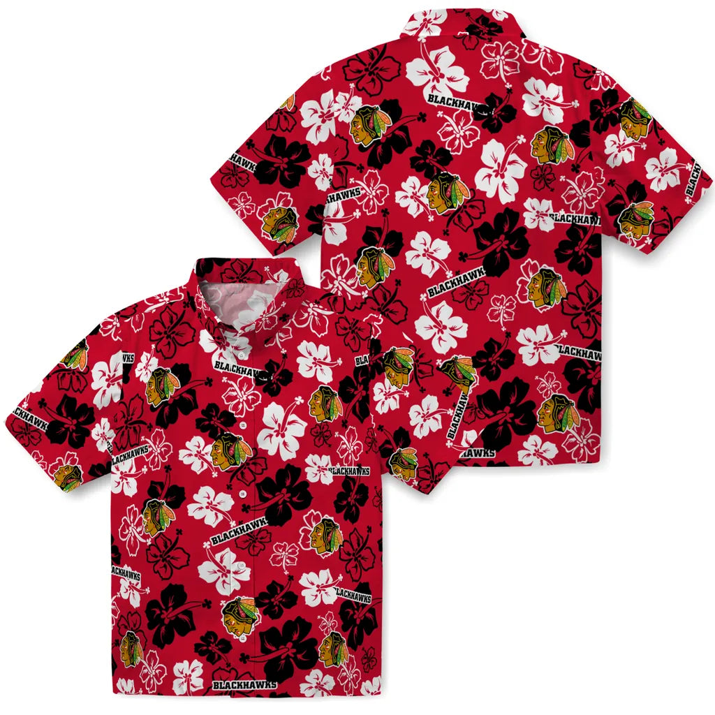 Chicago Blackhawks Hawaiian Shirt - Hibiscus Flower Design – Moonbestprint