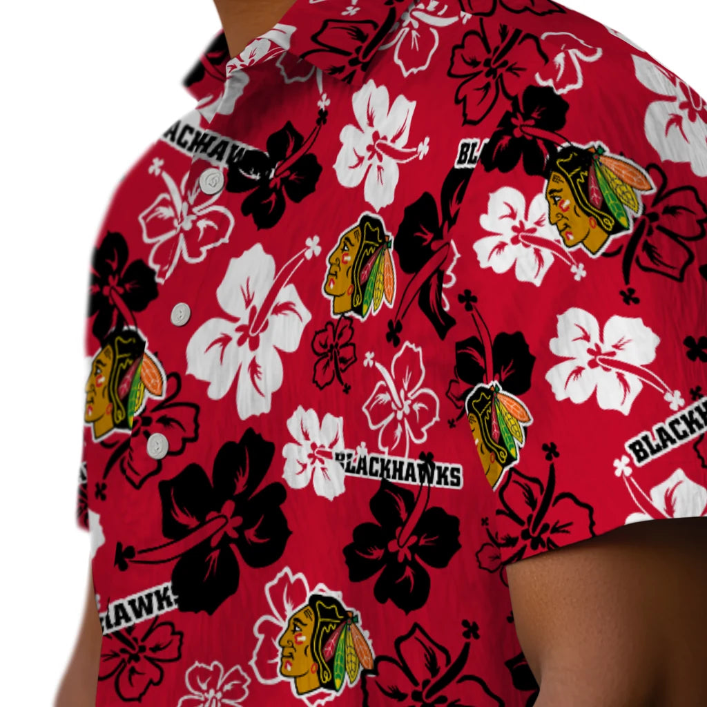 Chicago Blackhawks Hawaiian Shirt - Hibiscus Flower Design – Moonbestprint