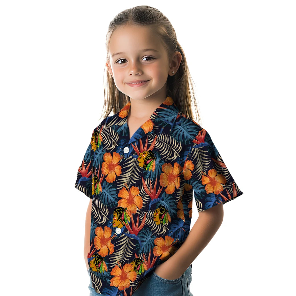 Chicago Blackhawks Hawaiian Shirt - Hibiscus Foliage – Moonbestprint