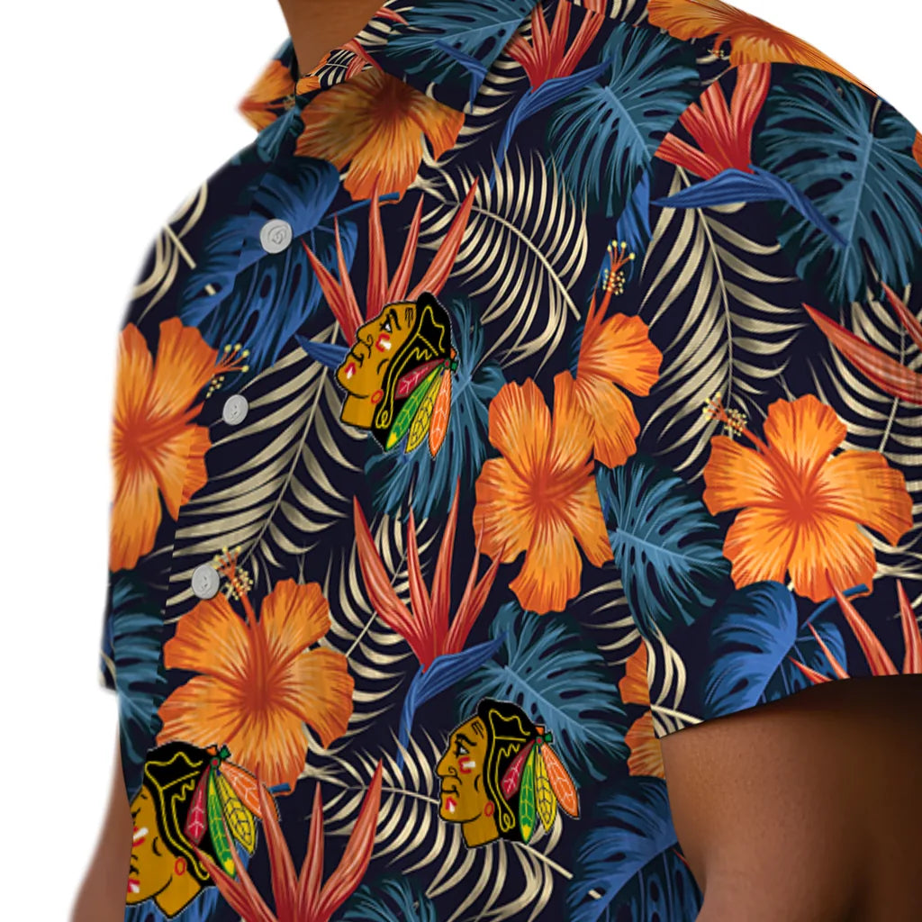 Chicago Blackhawks Hawaiian Shirt - Hibiscus Foliage – Moonbestprint