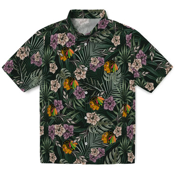 Chicago Blackhawks Hawaiian Shirt - Hibiscus Leaves Pattern – Moonbestprint