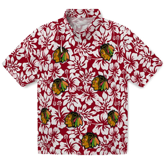 Chicago Blackhawks Hawaiian Shirt - Hibiscus Motif - Moonbestprint