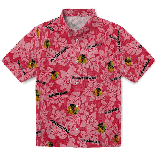 Chicago Blackhawks Hawaiian Shirt - Hibiscus Oasis - Moonbestprint
