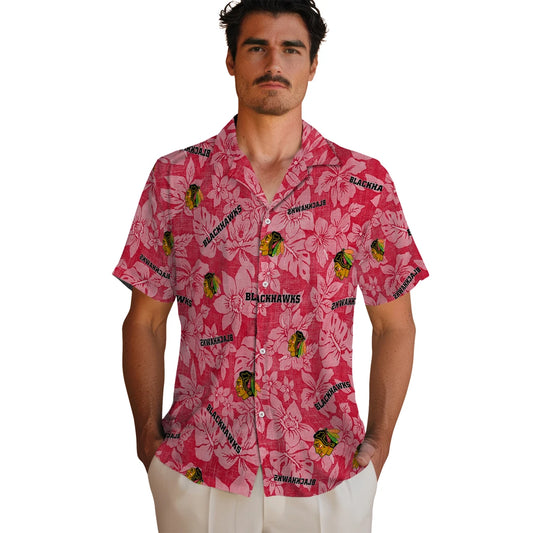 Chicago Blackhawks Hawaiian Shirt - Hibiscus Oasis | Moonbestprint