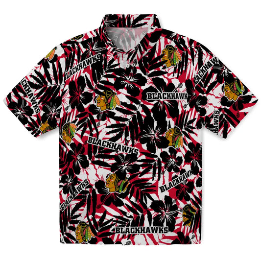 Chicago Blackhawks Hawaiian Shirt - Hibiscus Overlay - Moonbestprint
