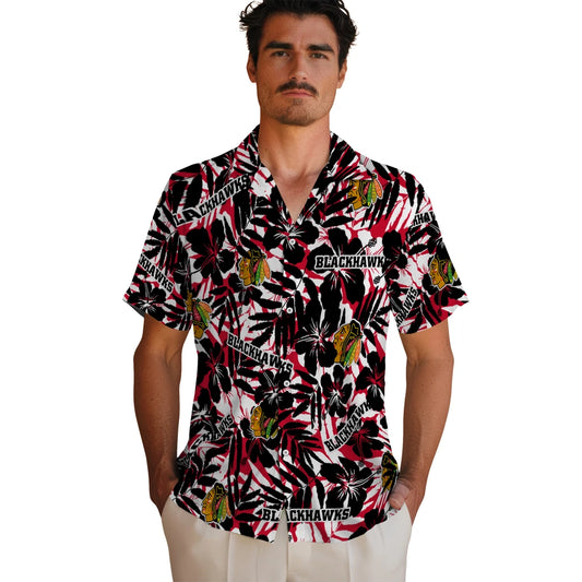 Chicago Blackhawks Hawaiian Shirt - Hibiscus Overlay | Moonbestprint