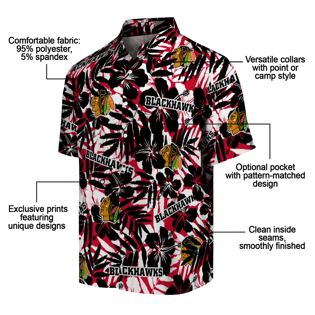 Chicago Blackhawks Hawaiian Shirt - Hibiscus Overlay – Moonbestprint