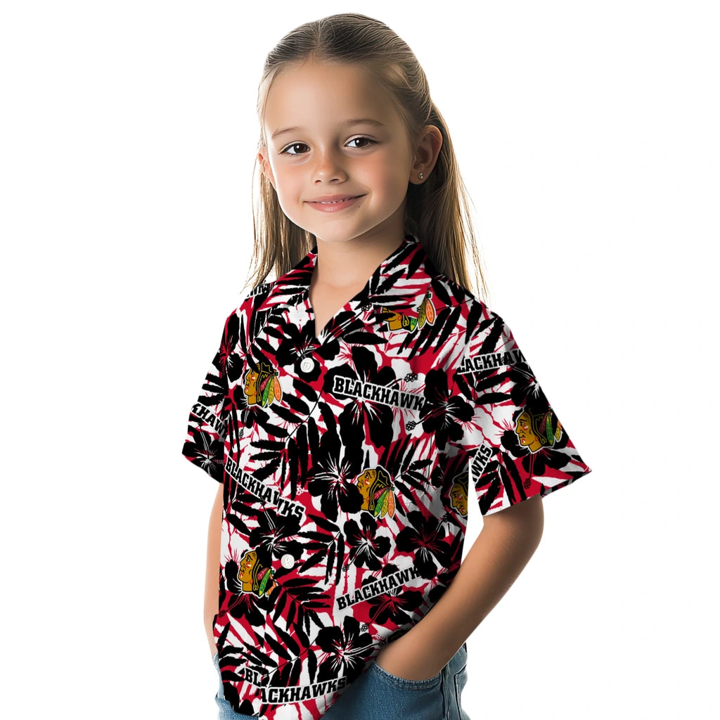 Chicago Blackhawks Hawaiian Shirt - Hibiscus Overlay – Moonbestprint