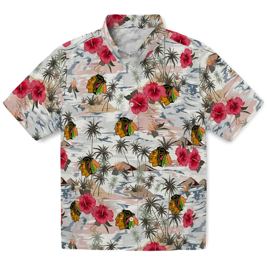 Chicago Blackhawks Hawaiian Shirt - Hibiscus Seaside | Moonbestprint