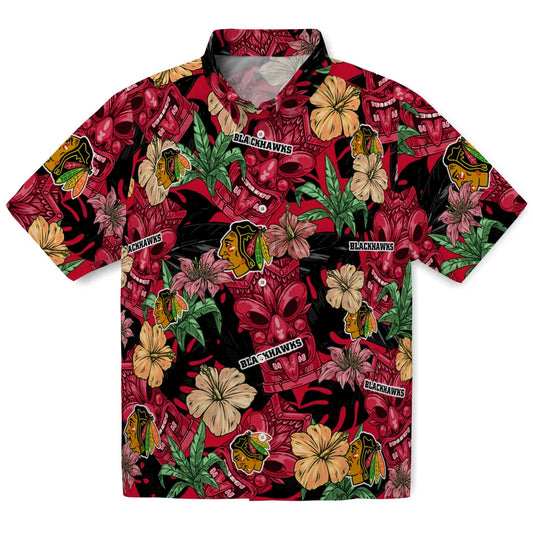 Chicago Blackhawks Hawaiian Shirt - Hibiscus Tiki Jungle | Moonbestprint